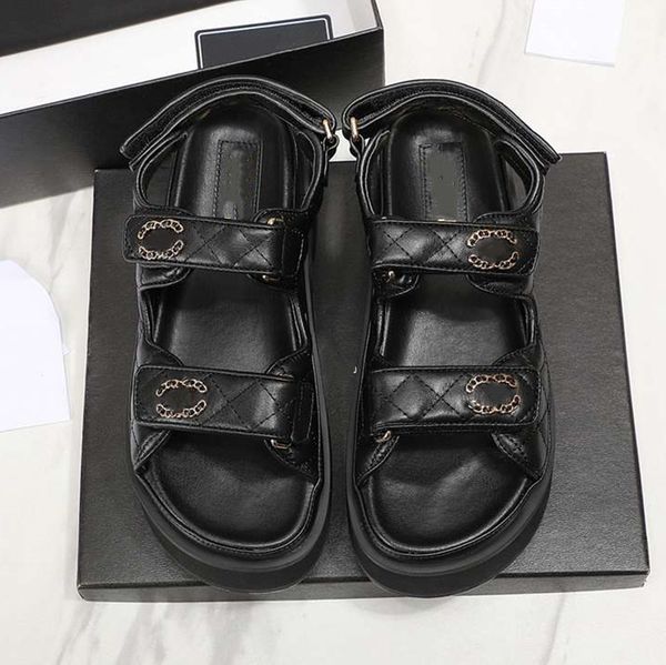 

summer popular women sandals 2023 channel luxury brand business dress wedding party leather high heels casual flat slipper 016-013, Black