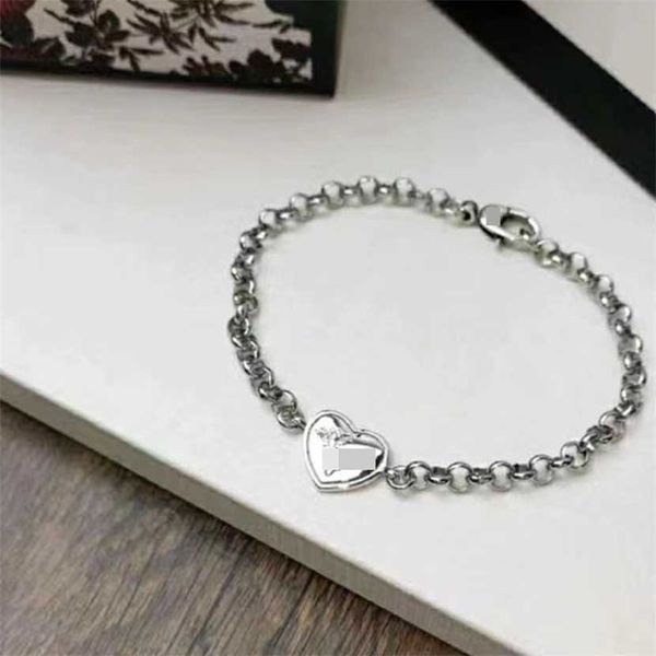 

2023 gujia 925 sterling silver heart-shaped bee vintage style g family fashionable light luxury men's and women's bracelet, Black