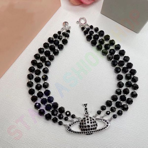 

black necklace new designer pendant necklaces luxury brand women jewelry saturn chokers metal pearl planet chain necklace cjeweler trend for, Silver