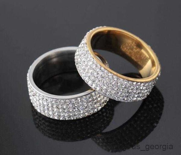 

band rings hip hop rock punk gold silver color bling rhinestone crystal 3/5 row finger rings for women men wedding party bride jewelry r2306