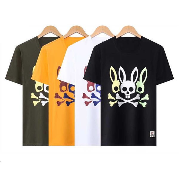

2023 mens shirt psychos tshirt womens bunnys tees combed cotton summer short sleeve business design fashion skull rabbit casual breathable c, White;black
