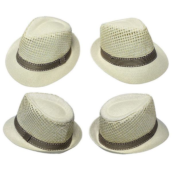 

summer men women jazz gangster cap straw panama hat outdoor beach sun mesh hat breathable adults british style, Blue;gray