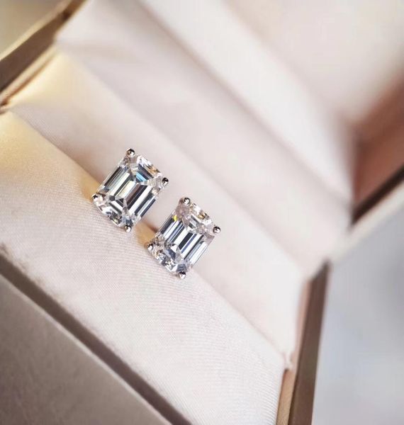 

s925 pure silver luxurious quality stud earring with sparky diamond in square and rectangle shape for women night club wedding jew3377780, Golden