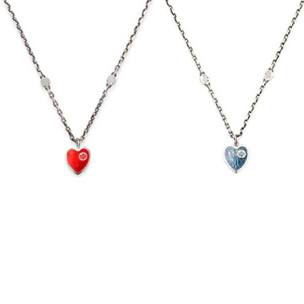

2023 fashion commuting gujia 925 sterling silver heart enamel couple necklace g family love sweet versatile collar chain