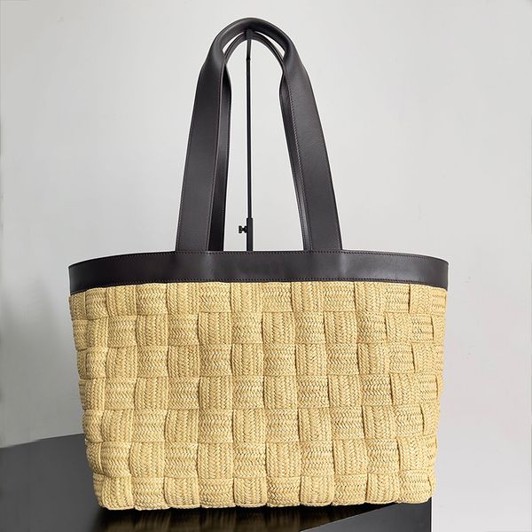 

56cm straw shopping bags large designer bag luxury shoulder bags weave tote bag lambskin lafite grass summer beach totes women handbag purse