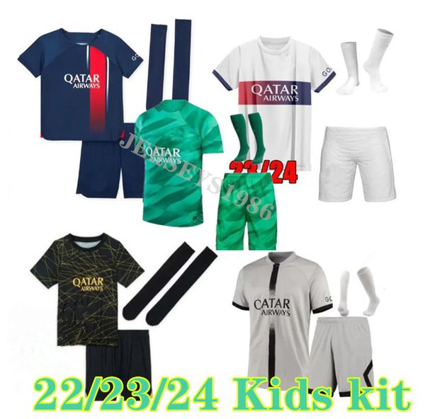 

kids soccer jerseys 22 23 24 psgs mbappe 2023 24 di maria wijnaldum sergio ramos hakimi fourth maillots de football kit icardi verratti thir, Black