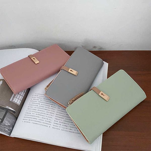 

women's purse long women's fashion candy color pu leather chain hand bag card bag change purse