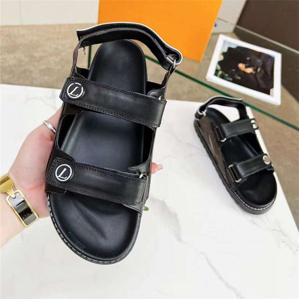 

fashion women's sandals 2023 luis luxury brand letter logo summer women's high heels men's casual student flats vuttonity 05-, Black