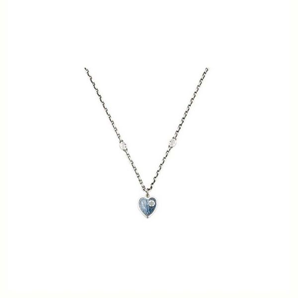 

2023 gujia classic 925 sterling silver double interlocking g family blue love enamel necklace couple commemorative gift