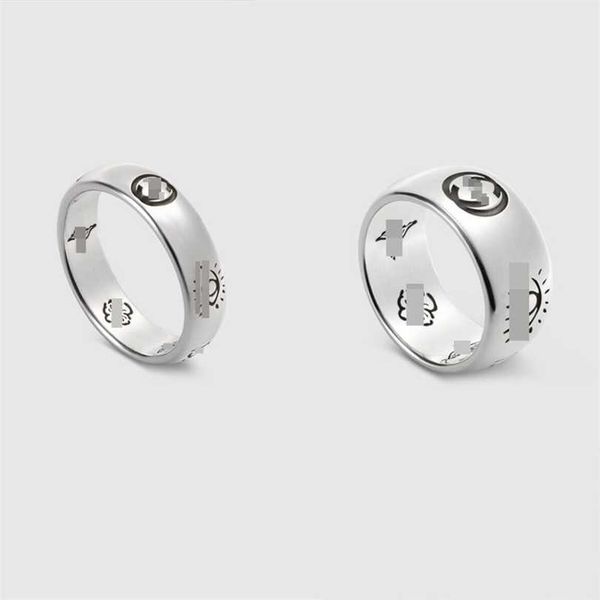 

2023 classic gujia s925 sterling silver double love fearless flower bird g family fashion men's and women's couple ring