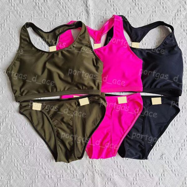 

luxury designer women tankinis set swimwear padded swimsuits charm girl beach bra brefs split bathing suits, Black
