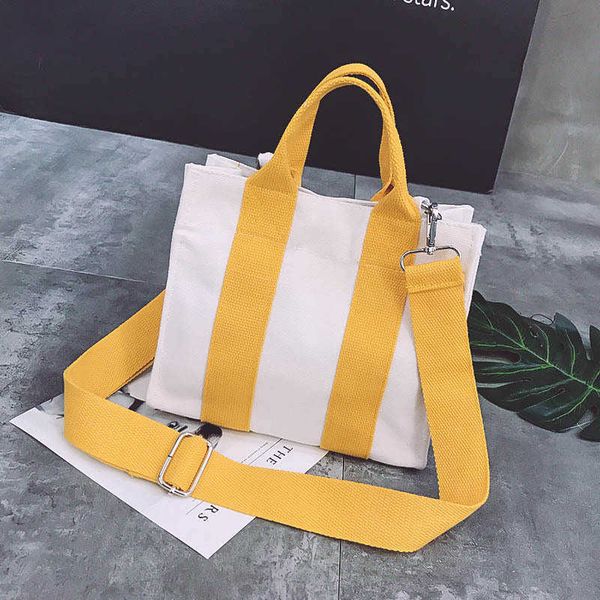 

creative new korean contrast canvas bag one shoulder fresh and simple handheld crossbody handheld women's bag
