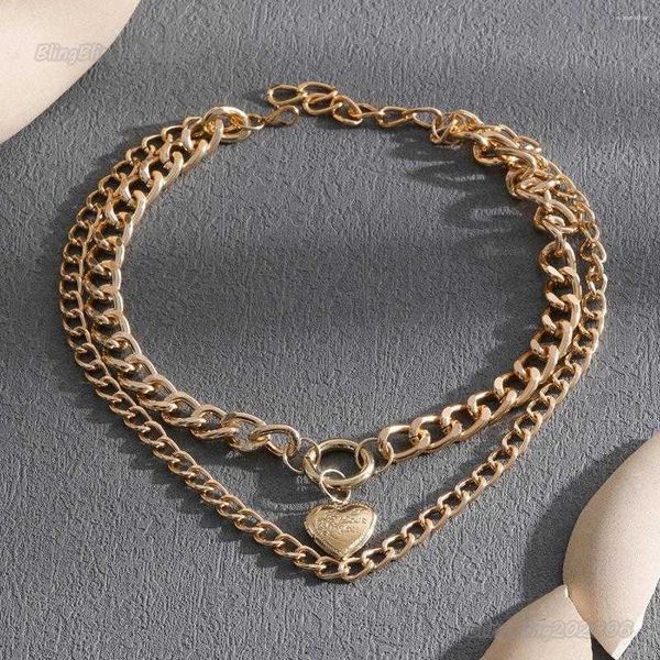 

pendant necklaces multilayer bohemian heart retro vintage luxury chians choker for women gold color personality neck druzy sterling silver j
