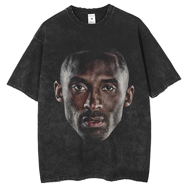 

kobe bryant basketball vintage american printed short sleeve t-shirt washed 250g small neckline, White;black