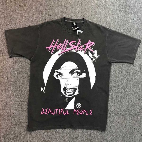 

men and women hellstar beautiful people tour tee crack men's and women's short european and american fashion short sleeve, White;black