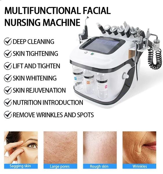 

2023 new hydro peel 10 in 1 multi-functional hydrodermabrasion hydra facial hydrafacial auqa deep cleaning skin care face beauty salon equip, Black;white