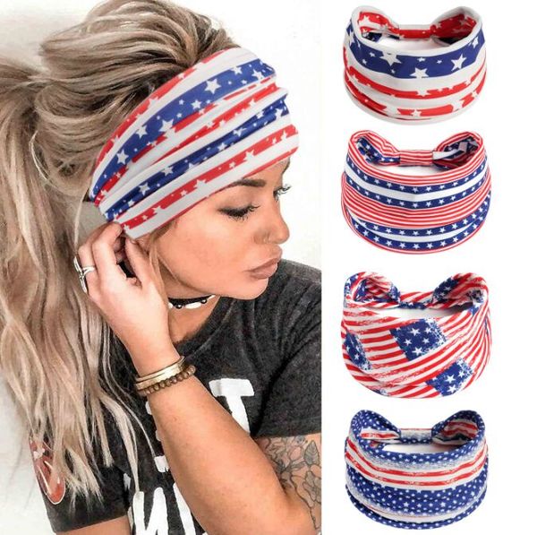

women wide hair band flag headband sports stretch headwear hairbands, Black;brown