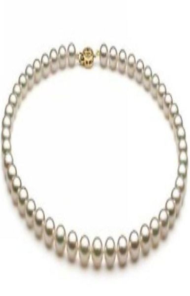 

charming natural 89mm white akoya pearl necklace 18inch 14k gold clasp8141374, Silver