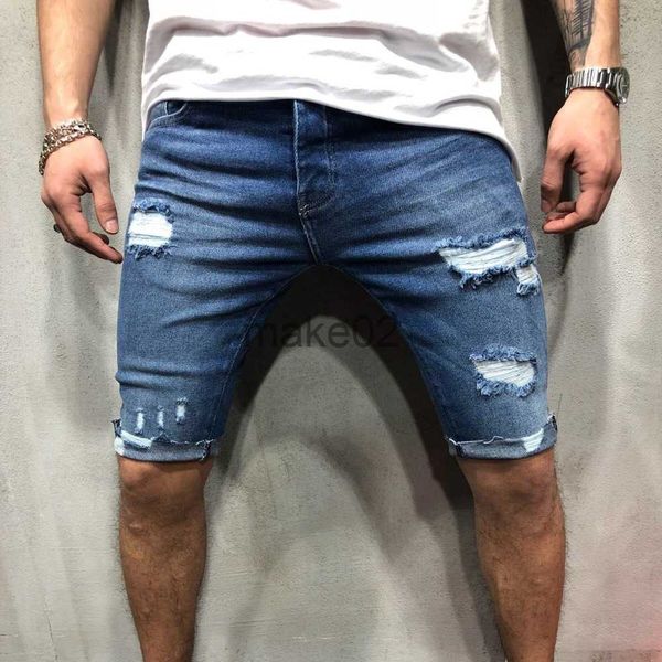 

men's shorts new 2019 summer hole denim shorts men's jeans shorts hiphop slim shorts blue light blue s3xl x0625, White;black