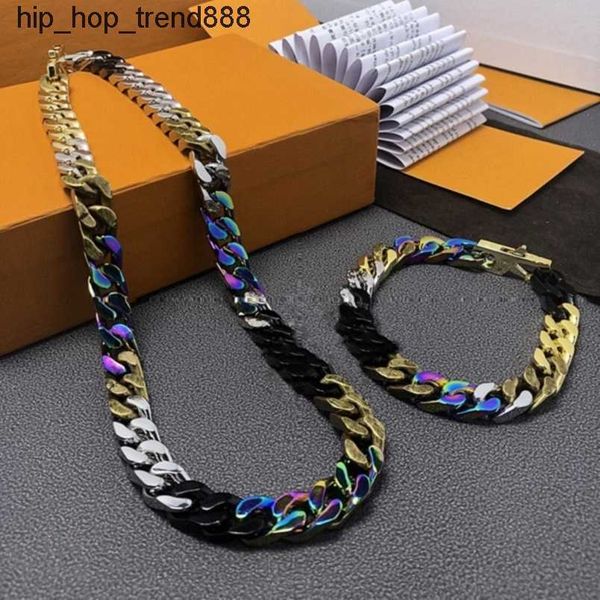 

mens womens designer necklace quenched cuban link chain necklaces bracelets fashion luxury gold chains jewelry, Silver