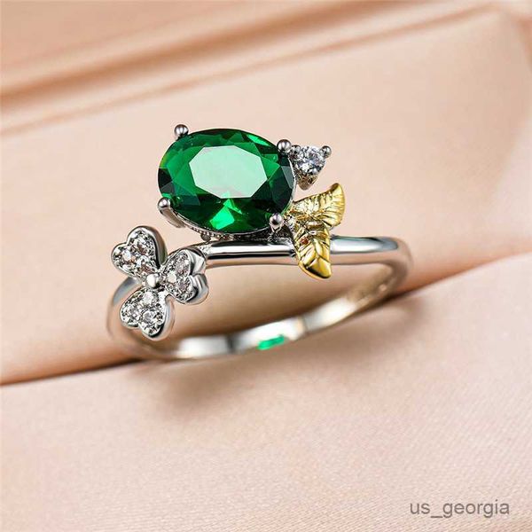 

band rings charm female crystal rainbow stone ring classic gold silver color wedding rings for women vintage oval flower engagement ring r23