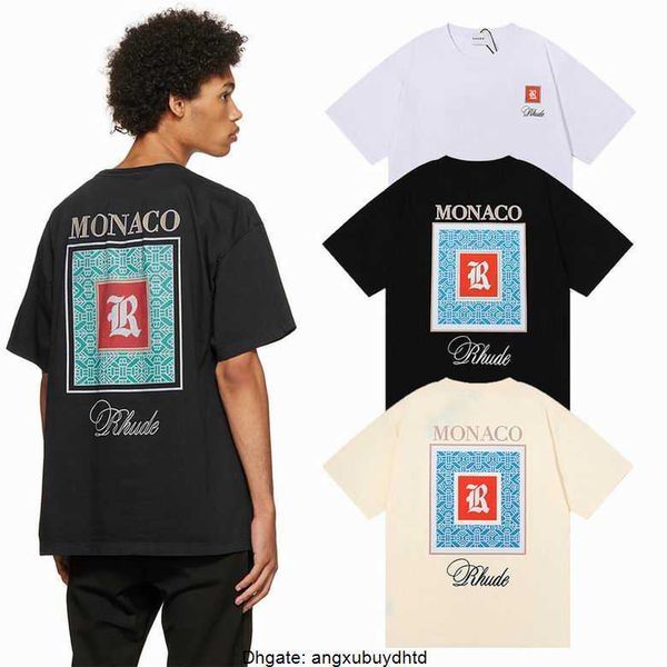 

2023 rhude version mens t shirts summer t-shirt fashion designer casual cotton luxury clothing street shorts sleeves clothes, White;black