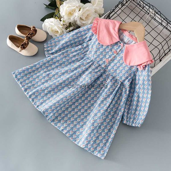 

spring fall girls baby clothes kids outer wear frill lapel floral dress for baby clothing fashion design princess dresses dress l230625, White