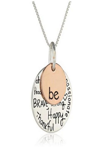 

fashion rose gold plated pendant necklace hand stamped be happy necklace cute hellojewelry5341764, Silver