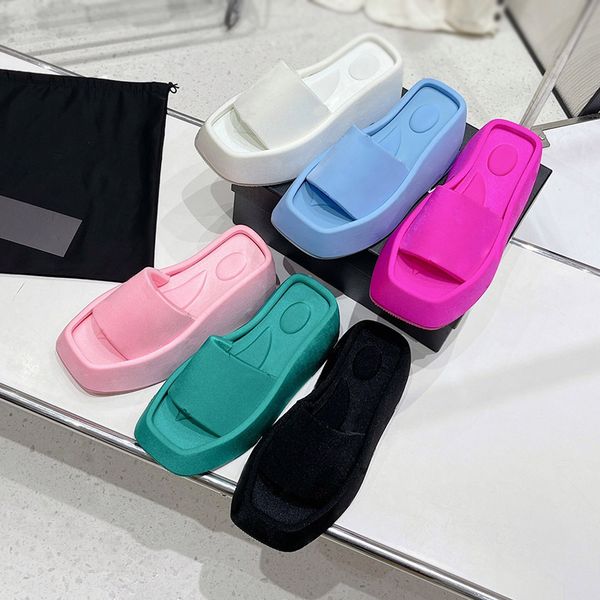 

designer slides platform comfortable letter slide chunky sandal fashion height increasing slippers shoes designers sandals famous women slip, Black