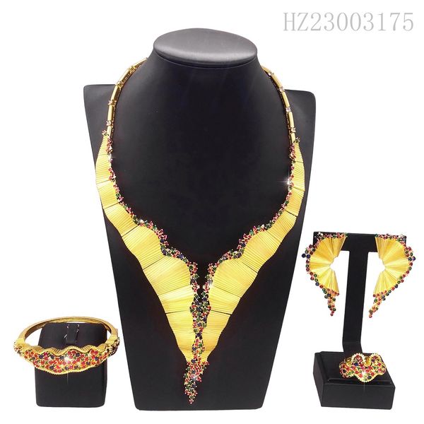 

yulaili luxury necklace set new ladies exquisite earrings bracelet ring party exquisite jewelry set, Black