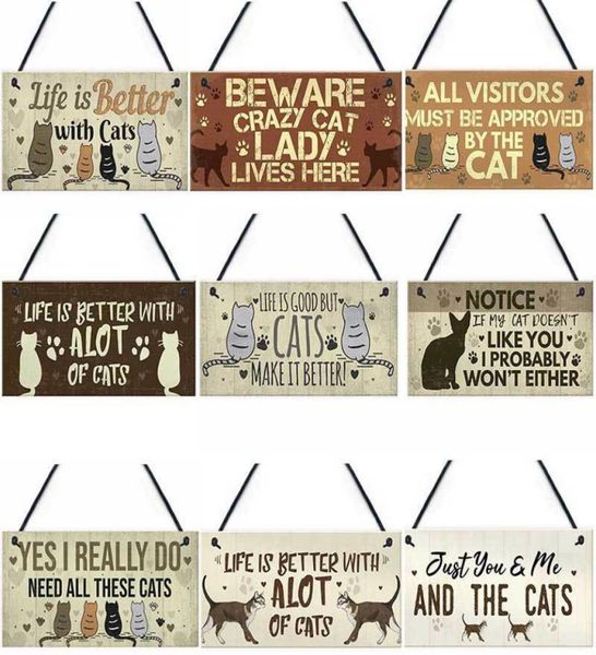 

cat plaques wooden animal printed hanging sign for window door wall decor home garden yard wood plaques christmas decoration6365006