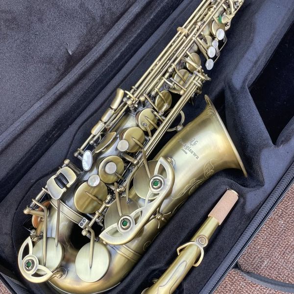 

vintage antique bronze e-flat wo10 alto saxophone reinforced japanese craft made jazz musical instrument with case