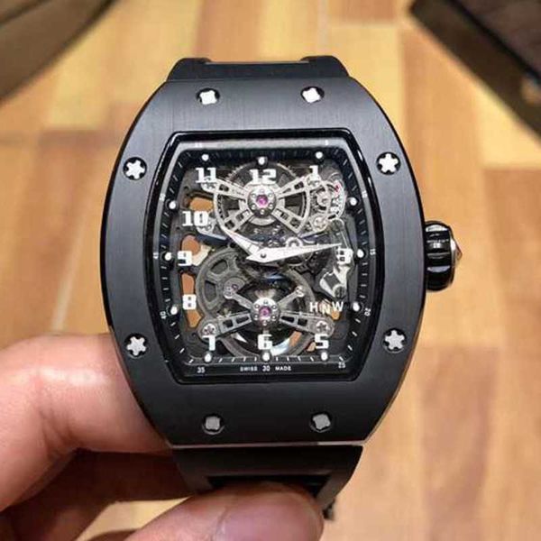 

diamond luxury mens movement watches rm17-01 r i c h a r d hollow tourbillon designer yvao new high-end quality iced out montre wrist watch, Slivery;brown