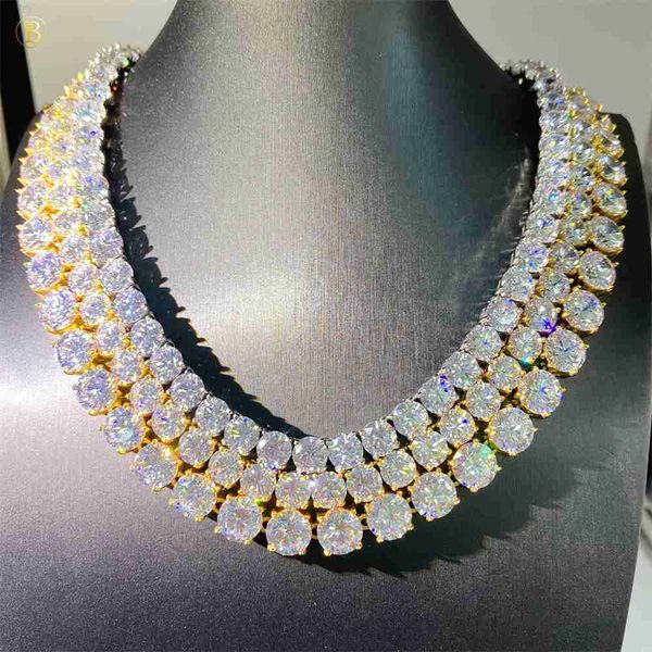 

hip hop jewelry 10mm stainless steel tennis chain vvs moissanite tennis chain mens tennis chain bracelet necklace, Silver