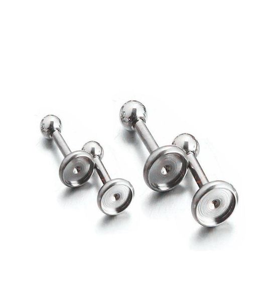 

fashion stainless steel ear tragus cartilage piercing lobe earrings for pearl crystal barbell piercing setting ear stud internally2399452, Slivery;crystal