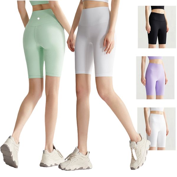 

lu yoga pants women running and cycling pants high waist abdominal tightening hip lifting honey peach fiess and sports 5/4 shorts962