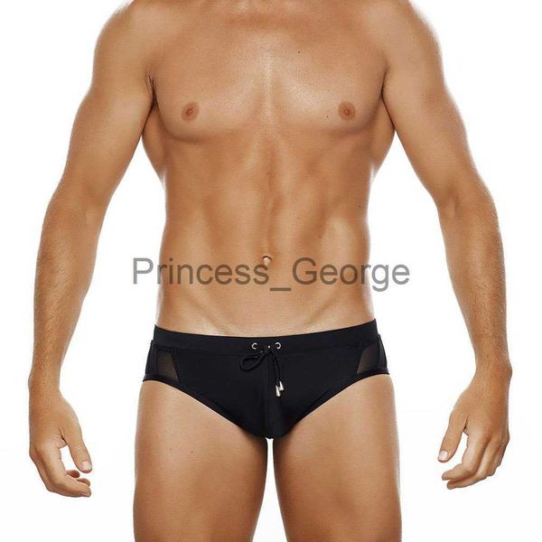 

men's swimwear summer men's black swimwear mesh side bikini swimming pool briefs withwithout sponge pad low waist solid patchwork