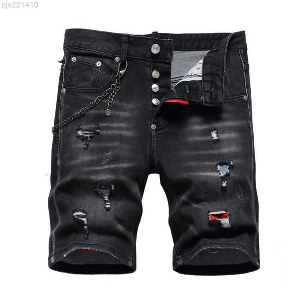 

jeans black shorts summer holes male stretch fit ripped dsq size 44 230615 ks0n