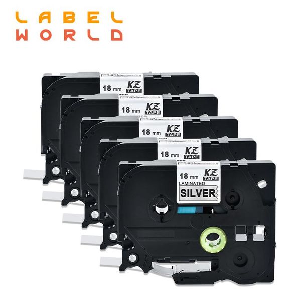 

accessories label world 941 label tape black on sier label tape compatible for tze941 brother ptouch label printer 18mm ribbon 5pack