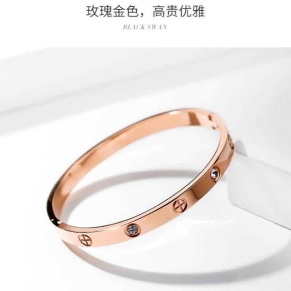 

original designer titanium steel rose gold bracelet women's colorless ins individualized cool style small design fashion net red simple, Black