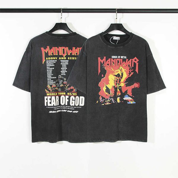 

vintage muscle men heavy metal rock band limited wash vtg old short sleeve t-shirt fog men and women, White;black