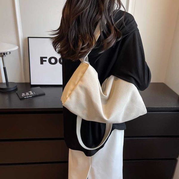 

large capacity bag for women 2023 new canvas han chao edition fashion shoulder bag design feel versatile and simple crossbody bag
