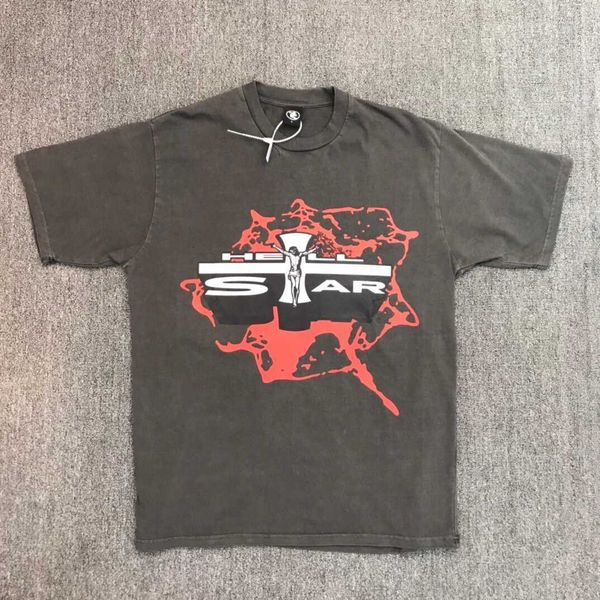 

men and women high street fashion hellstar studios globe tee european and american ins cross short for men and women, White;black