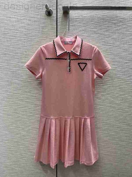 

street style dresses designer 2023 new spring summer lapel neck short sleeve print fashion milan runway dress designer brand same womens, Black;pink