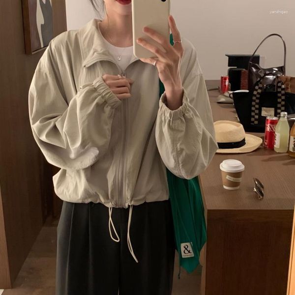 

women's t shirts 2023 french style hooded cardigan shirt cute girl office ladies zipper boyfriend chic korean clothing, White