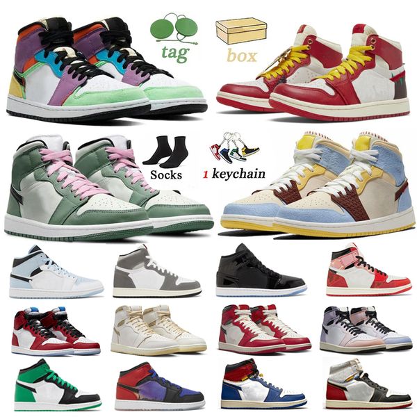 

with box jumpman 1 basketball shoes 1s unc university blue high mid cut leather rubber dark a rose from harlem obsidian white men women spor