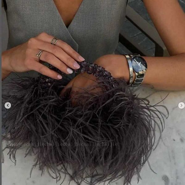 

acrylic colored ostrich hair beaded handbag women's banquet handbag 230625