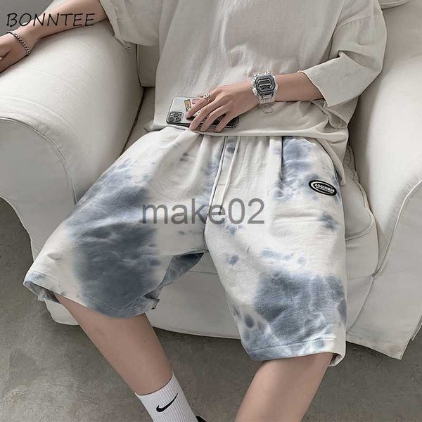 

men's shorts casual shorts men tie dye high street patchwork designed elastic waist korean style plus size s3xl allmatch males trousers, White;black