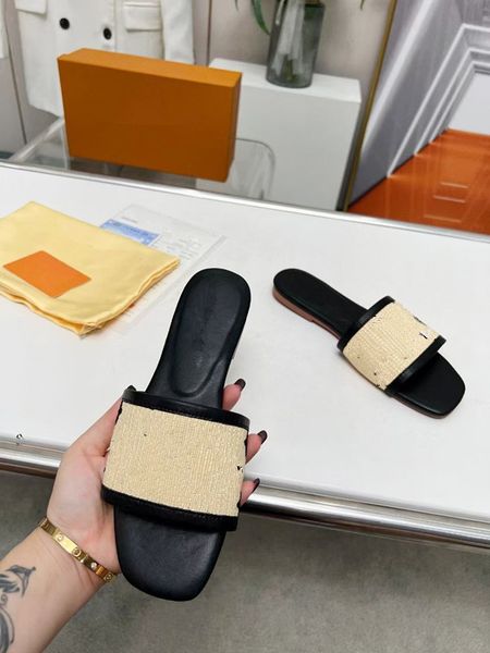 

designer woody sandals women beach sandal mules flat slides light tan beige white black pink lace lettering fabric canvas slippers womens su