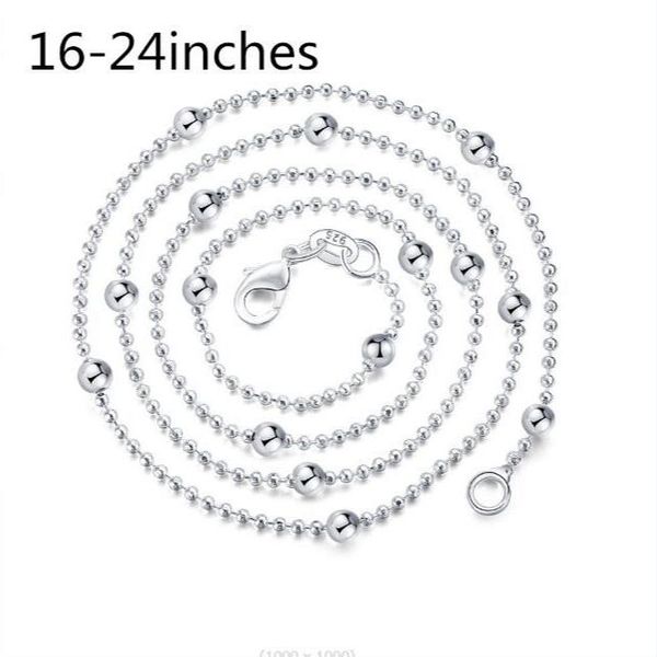 

925 sterling silver bead chain necklace 16-24" classic man woman necklace 20pcs/lot